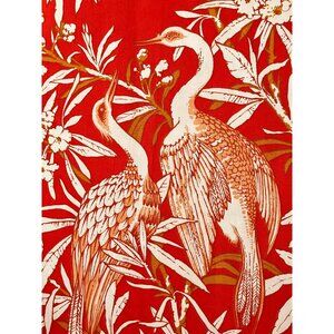 Vintage Bloomcraft Upholstery Fabric Cranes 3.7 Yds Exotic Palm Beach Cushions